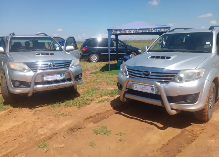 Bambanani Funeral Services vehicles at a service