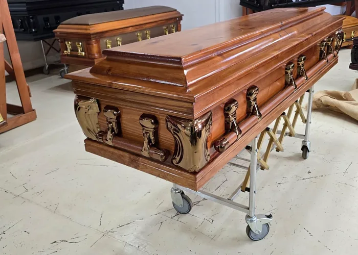 A selection of caskets and coffins available to families